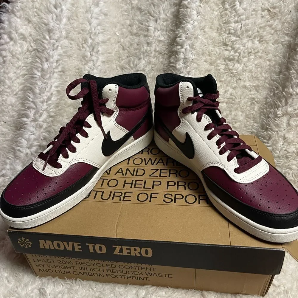 New in box Nike Court Vision Next Nature Mid Dark Beetroot Size 10.